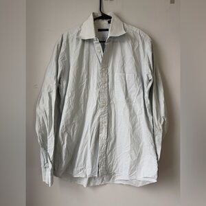 VTG Burberry Cotton Button Down Dress Shirt Stripe Green Purple White Size L